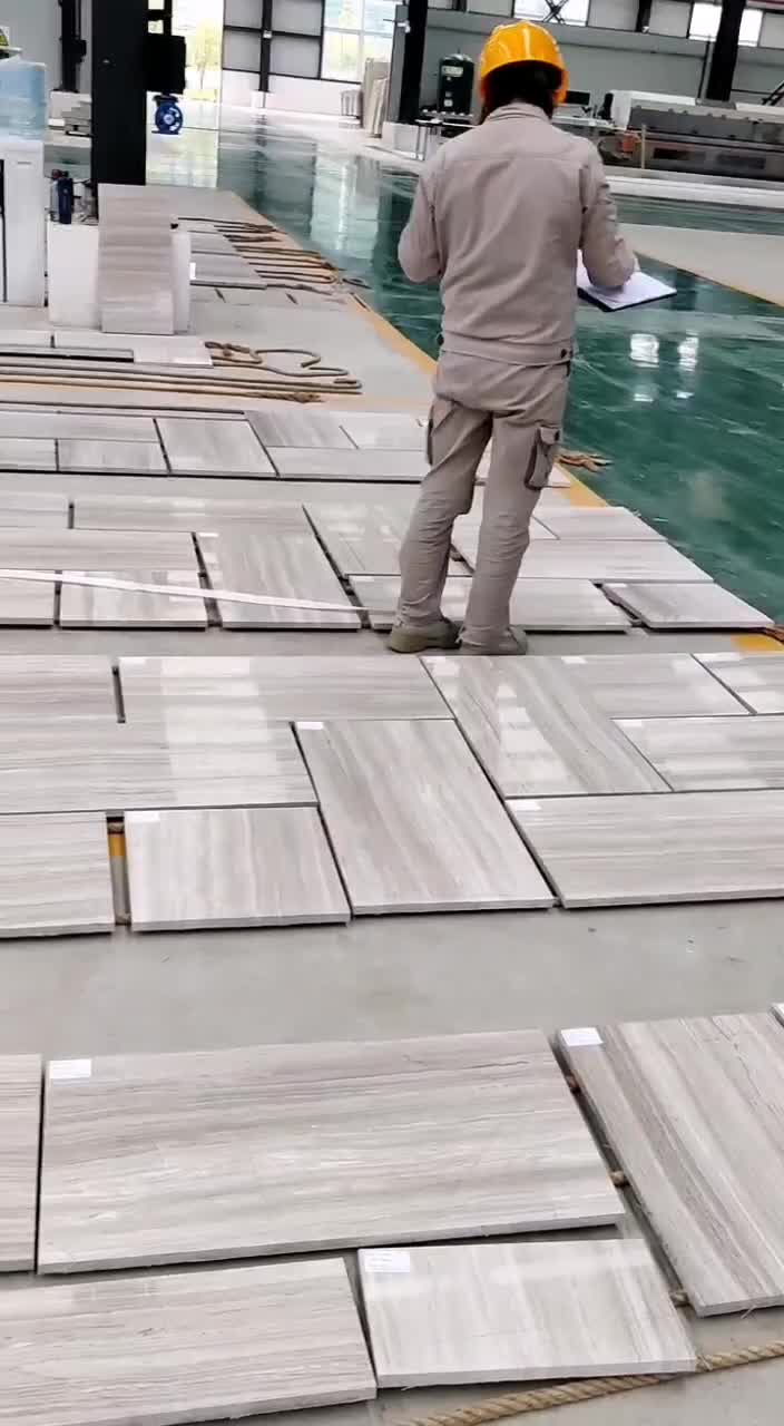 Chinese Wooden White Marble 2Cm Honed Finish Floor Tiles