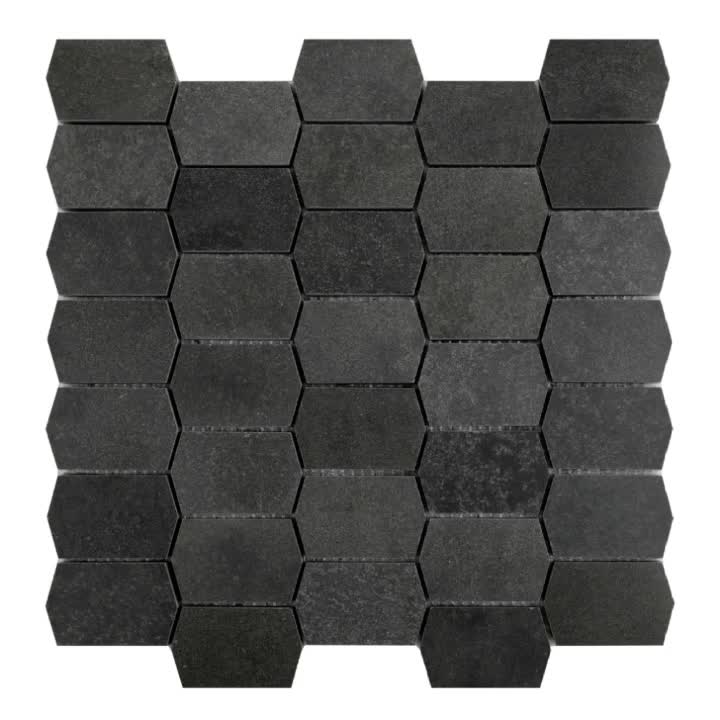New Design Black Lava Stone Honed Mosaic Tiles