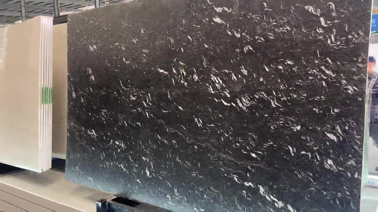 Titanium Black Snow Matrix Granite Slabs