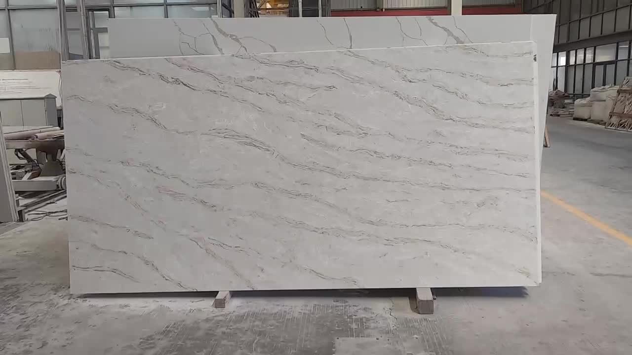 3200*1600Mm Artificial 5124 Calacatta Lavezzi Quartz Slabs
