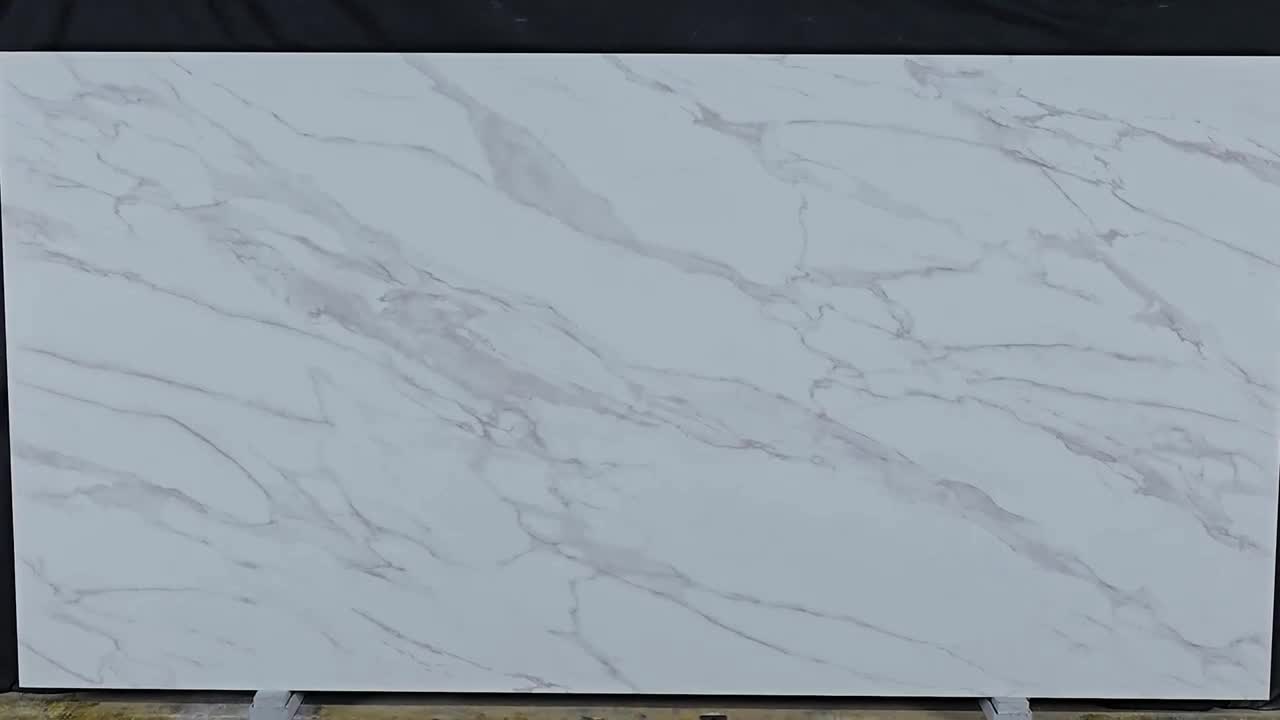 Artificial 7002 Calacatta Crema PD Printed Quartz Slabs
