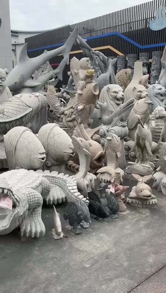 Granite  Fish  Sculpture Garden Decoration