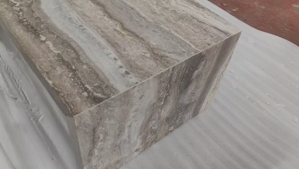 Travertine Coffee Table With Subtle Fluted Sides