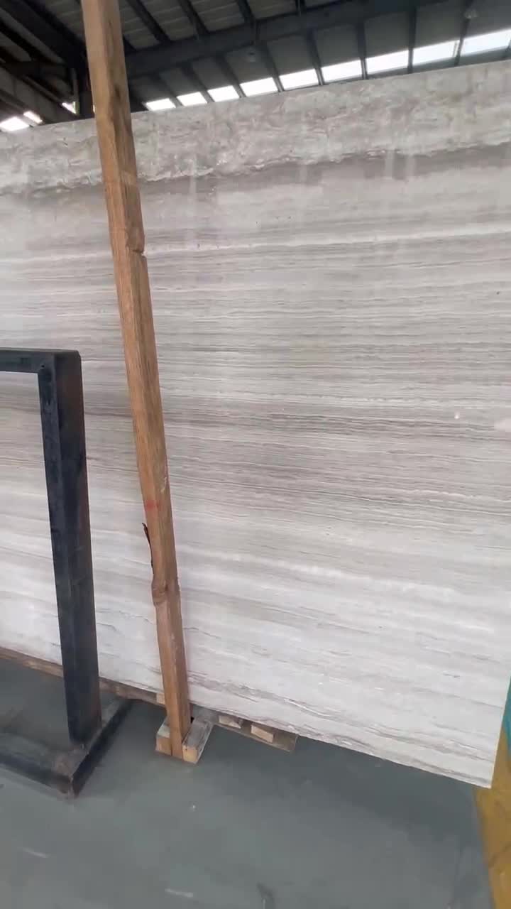 Polished White Wood Grain Marble Slabs