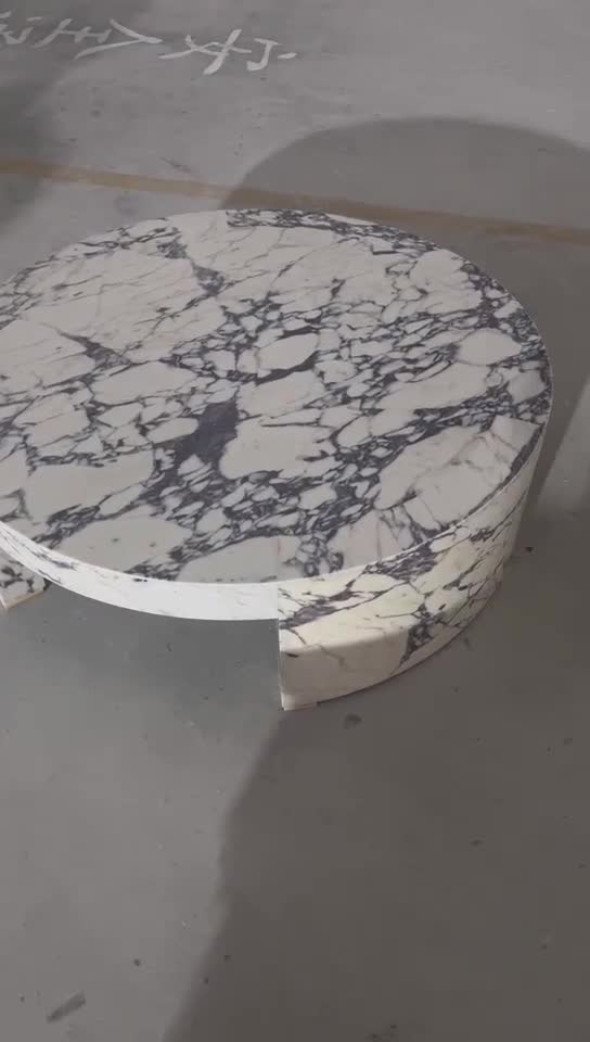 Calacatta Viola Marble Round Table Living Room Design