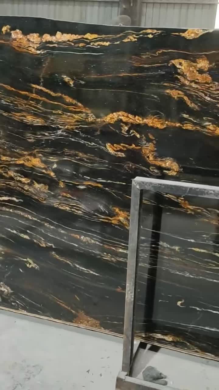 Good Price Magma Gold Granite  Cosmic Black Slabs