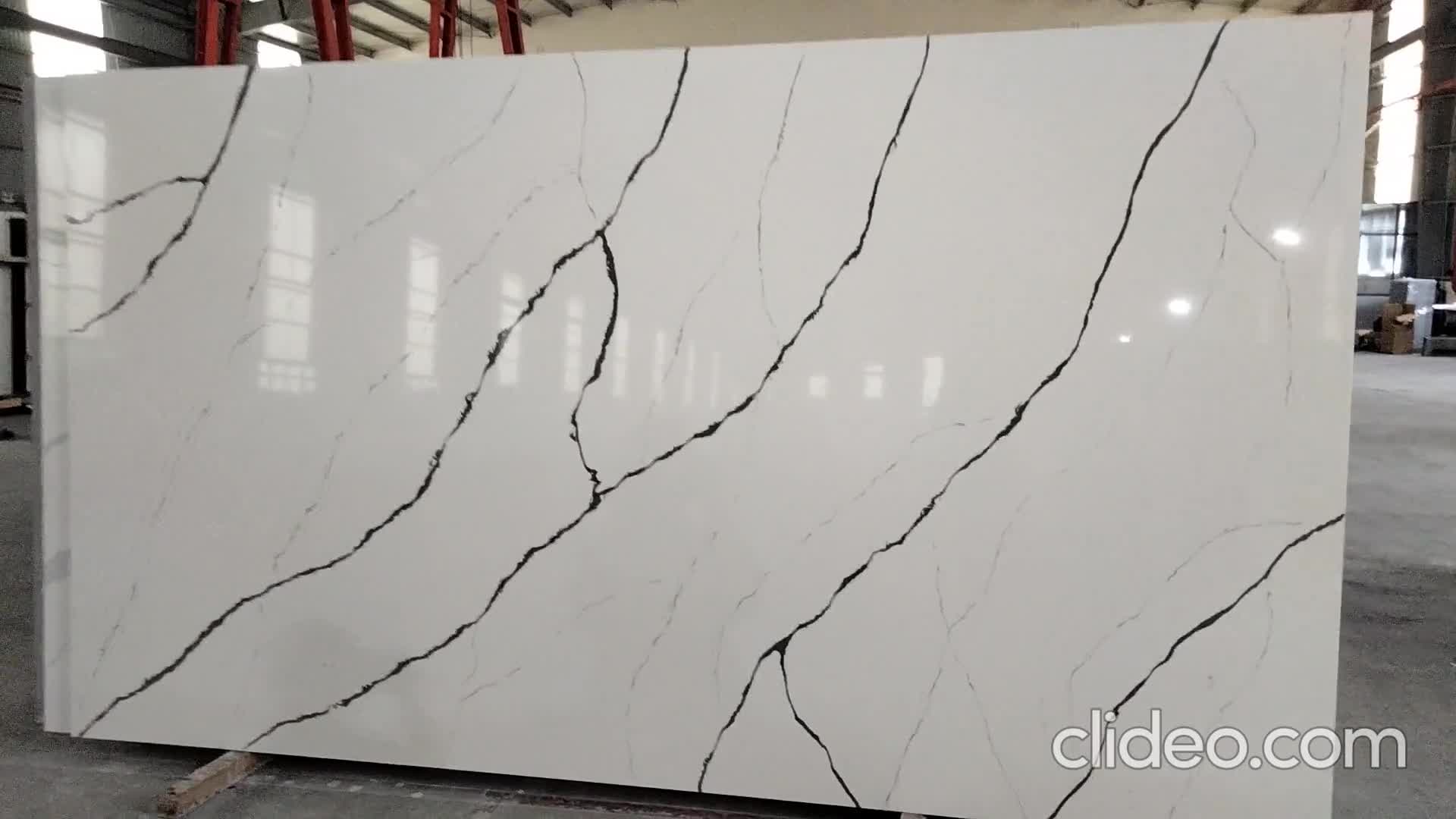 LQ-823 White Calacatta Quartz Vietnam Engineered Stone