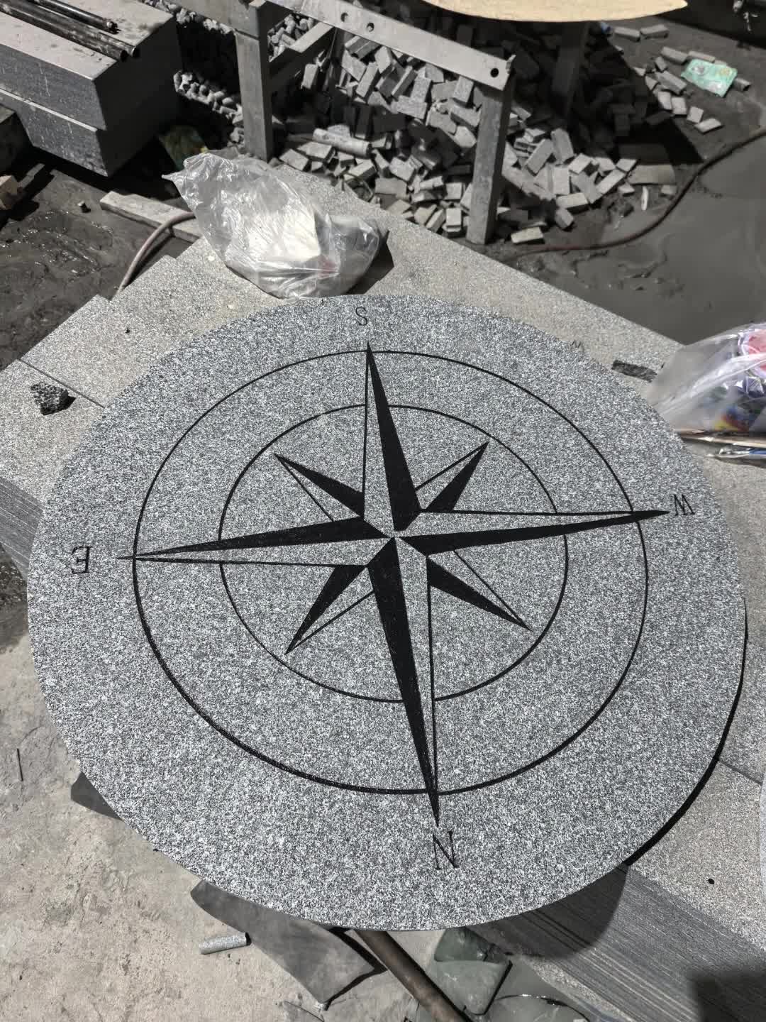 Grey Granite Compass For Garden Walkway  Pool Terrace Pavers
