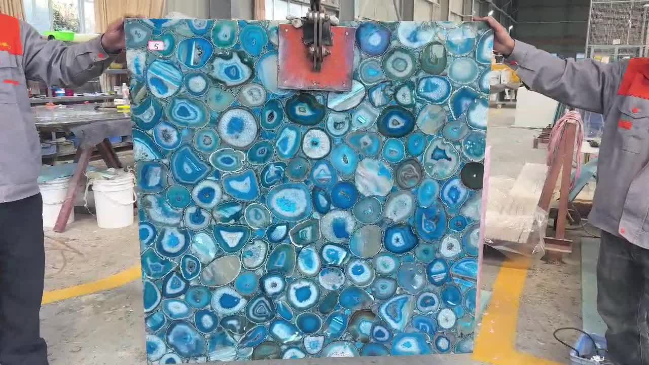 Blue Agate Semiprecious Stone Slabs