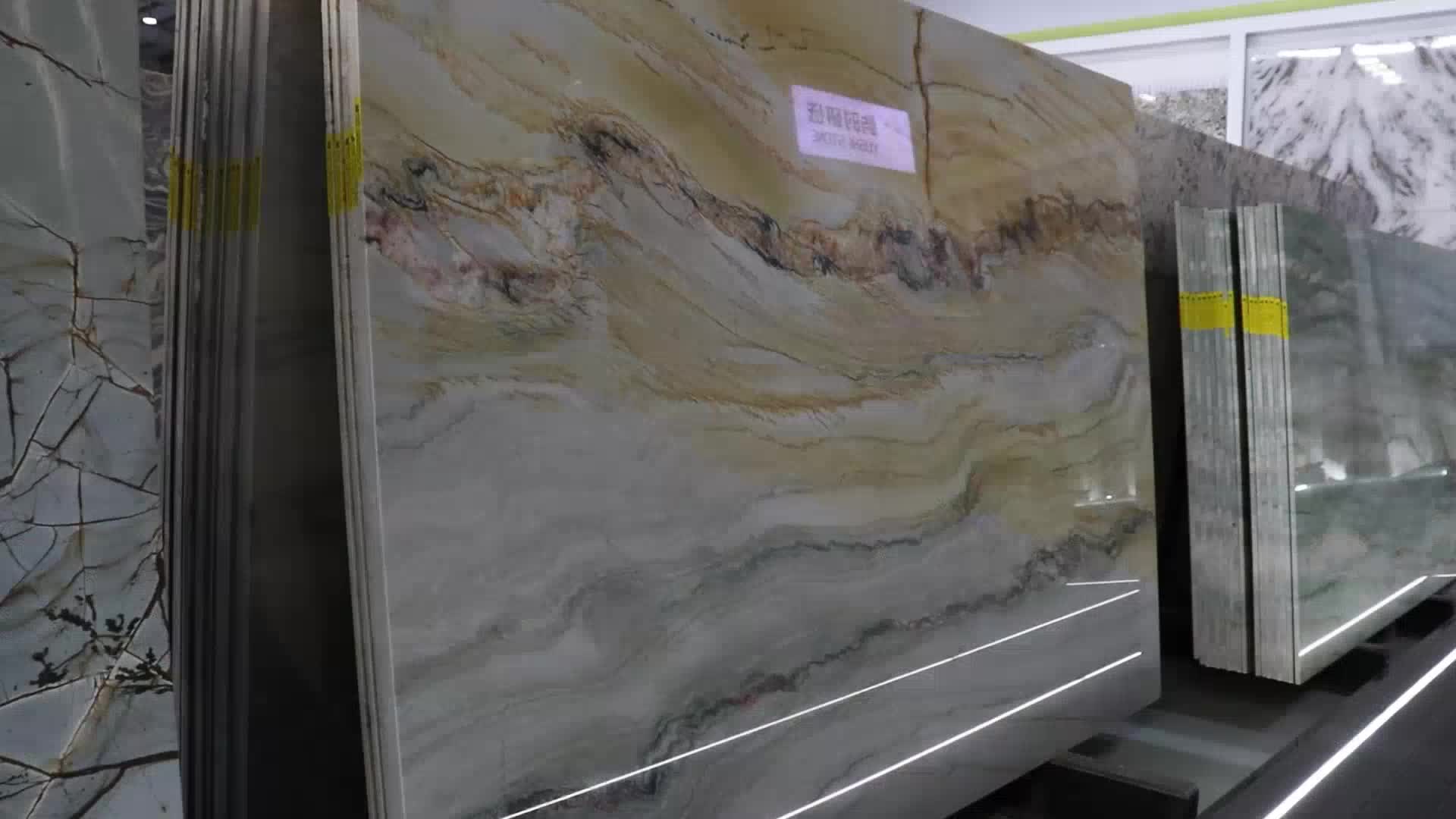 Calacatta Macaubas Quartzite Slabs For Villa Decoration