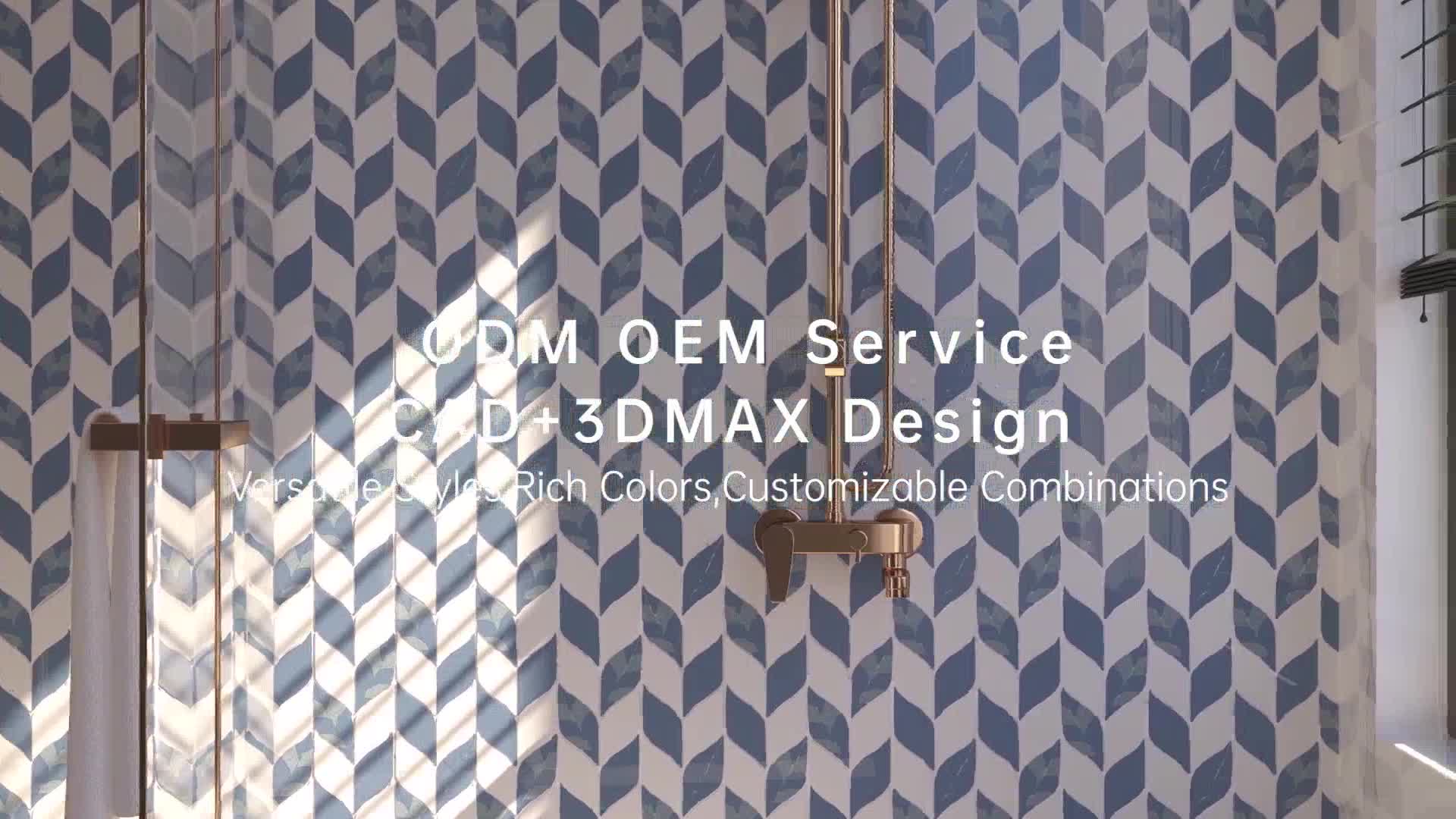 Leaf Shape Marble Mosaic Tiles For Bathroom Wall Decoration