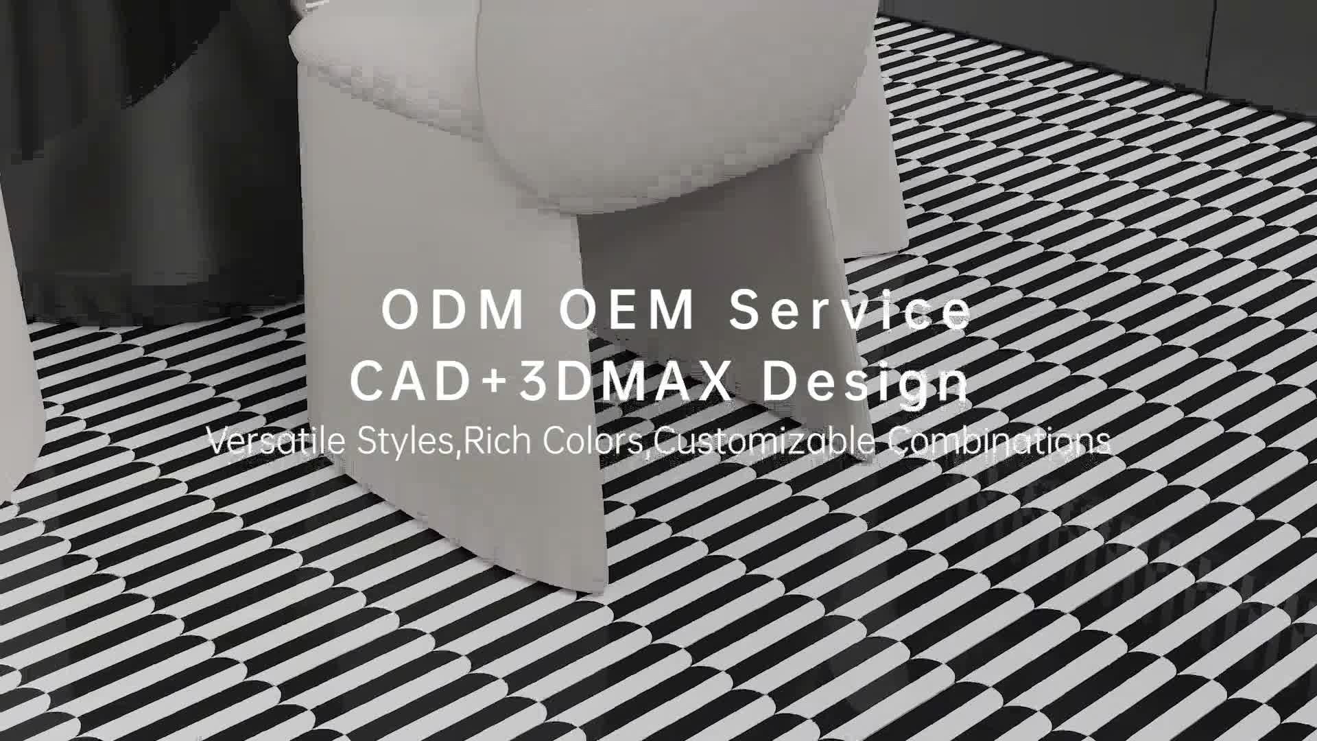 Modern Design Black And White Contrast Marble Mosaic Tiles