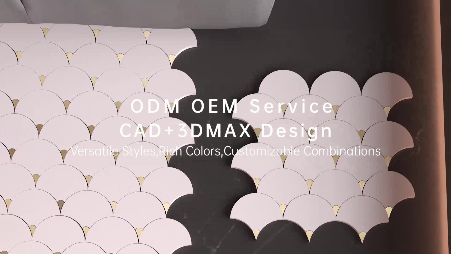 Shell Shaped Brass Inlaid Marble Mosaic Tiles For Home Wall