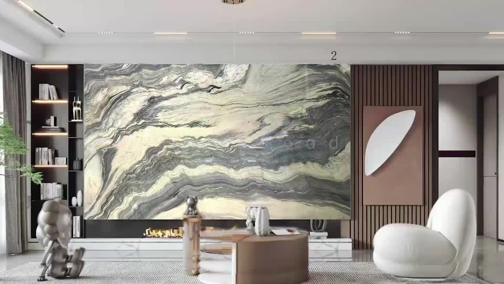 Silk Road Quartzite Slabs For TV Background Wall Decoration
