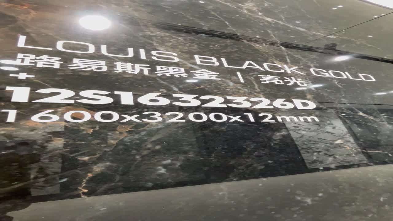 China Golden Galaxy  Black Polish 12Mm Porcelain Slabs