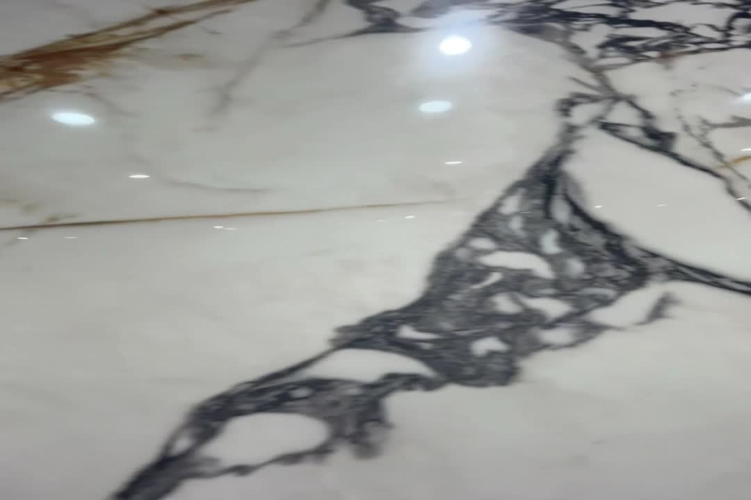 Chinese Calacatta Viola Gold Polished 12Mm Porcelain Tiles