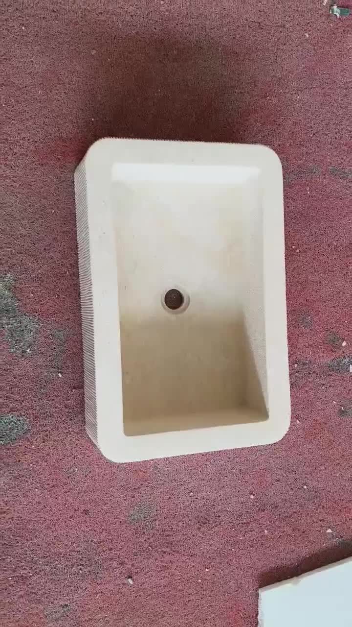 Beige Limestone  Wash Basin With Make The Lines At The Side