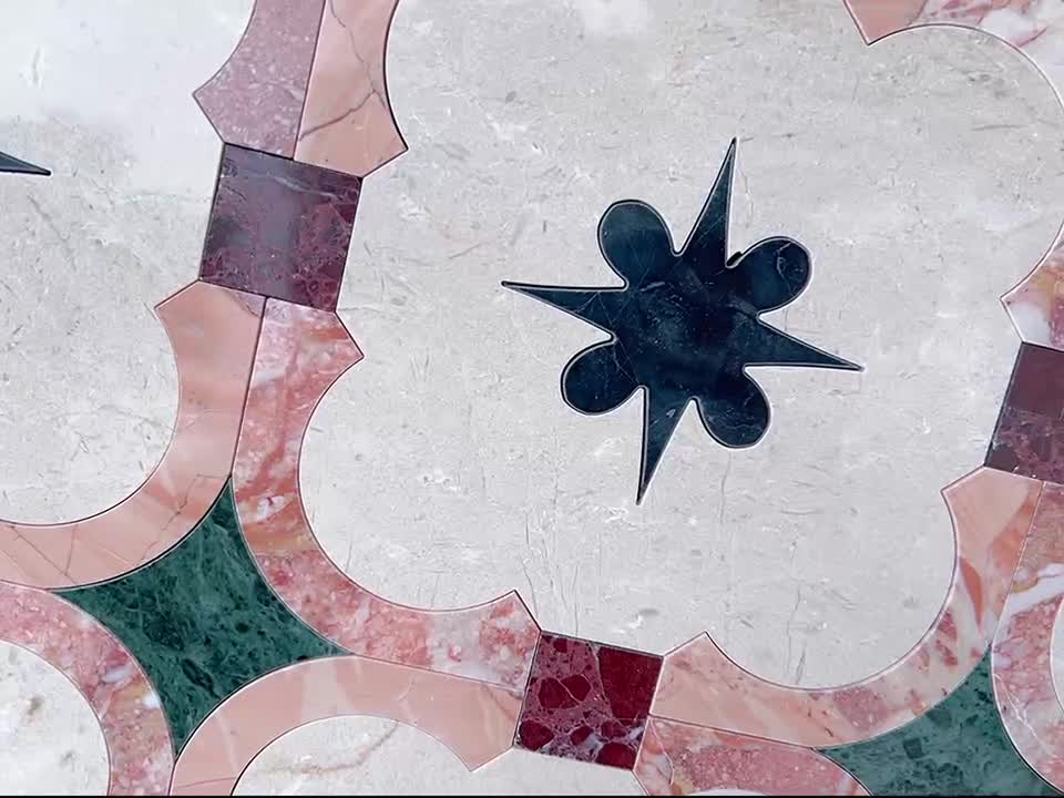 Pink Marble Mosaic Design Bathroom Kitchen Wall Tile