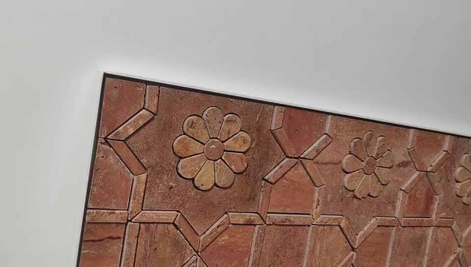 Red Travertino 3D Flower Mosaic Tiles